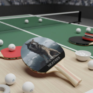 Raquette De Ping Pong Monogramme Loup qui grogne Woodland
