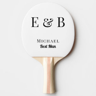 Raquette De Ping Pong Monogramme Mariage Best Man Cadeau Black personnal
