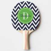 Raquette De Ping Pong Monogramme Marine et Green Chevron (Devant)