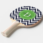 Raquette De Ping Pong Monogramme Marine et Green Chevron (Devant Angle)
