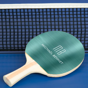 Raquette De Ping Pong Monogramme métallique vert élégant