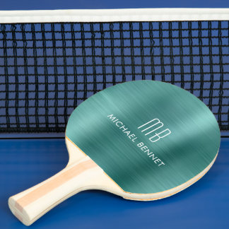 Raquette De Ping Pong Monogramme métallique vert élégant