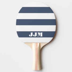 Raquette De Ping Pong Monogramme Moderne Blanc, Bleu Jean Rayure Bleue