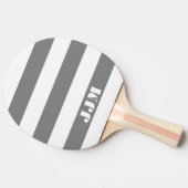 Raquette De Ping Pong Monogramme Moderne Blanc, Rayure Grise (Côté)