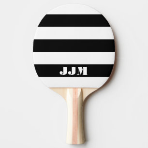 Raquette De Ping Pong Monogramme Moderne Blanc, Rayure Noire