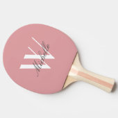 Raquette De Ping Pong Monogramme moderne Blush Pink Nom Script élégant (Côté)