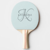 Raquette De Ping Pong Monogramme moderne élégant Script Aqua Blue (Devant)