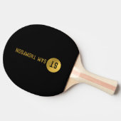 Raquette De Ping Pong Monogramme moderne noir & or élégant personnalisé (Côté)