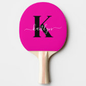 Raquette De Ping Pong Monogramme moderne rose noir écriture script (Dos)