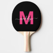 Raquette De Ping Pong Monogramme Moderne Rose Nom (Devant)
