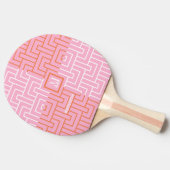 Raquette De Ping Pong Monogramme Motif rose orange moderne (Côté)