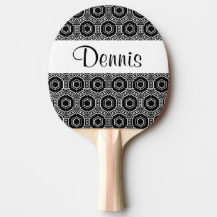 Raquette De Ping Pong Monogramme noir blanc Ping Géométrique Paddle