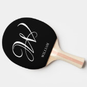 Raquette De Ping Pong Monogramme noir élégant personnalisé initial (Côté)