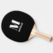 Raquette De Ping Pong Monogramme noir et blanc moderne Nom initial (Côté)