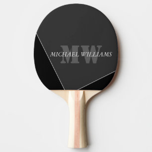 Raquette De Ping Pong Monogramme noir gris artistique moderne