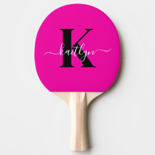 Raquette De Ping Pong Monogramme noir rose chaud moderne