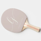Raquette De Ping Pong Monogramme Nom du script Monogramme moderne rose (Côté)