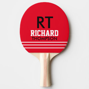 Raquette De Ping Pong Monogramme (nom + initiales) Rouge