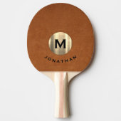 Raquette De Ping Pong Monogramme or en cuir simple (Devant)