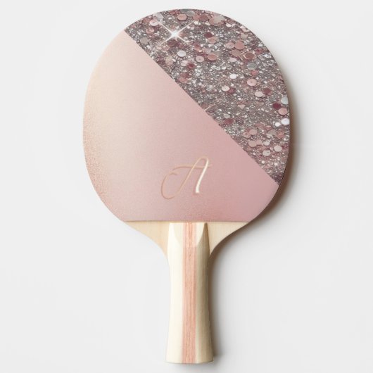 Raquette De Ping Pong Monogramme Or Rose Élégant (Devant)