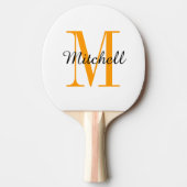 Raquette De Ping Pong Monogramme orange et nom personnalisé (Devant)