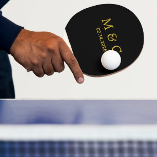 Raquette De Ping Pong Monogramme personnalisé et date personnalisée en n