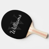 Raquette De Ping Pong Monogramme personnalisé et nom noir (Côté)
