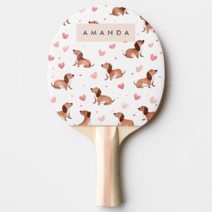 Raquette De Ping Pong Monogramme Personnalisé Mignon Chien Dachshund