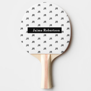 Raquette De Ping Pong Monogramme personnalisé noir et blanc