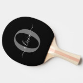 Raquette De Ping Pong Monogramme personnalisé Nom de script noir blanc g (Côté)