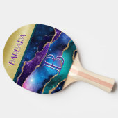 Raquette De Ping Pong Monogramme personnalisé Turquoise or superbe (Côté)
