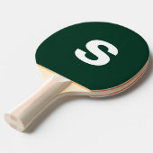 Raquette De Ping Pong Monogramme personnalisé Vert foncé initial (Devant Angle)