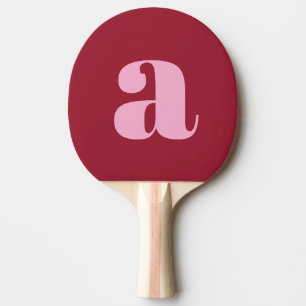 Raquette De Ping Pong Monogramme Prépa Rouge Rose Personnalisé Initiale