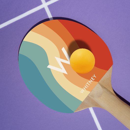 Raquette De Ping Pong Monogramme rayé par rétro volumineux personnel