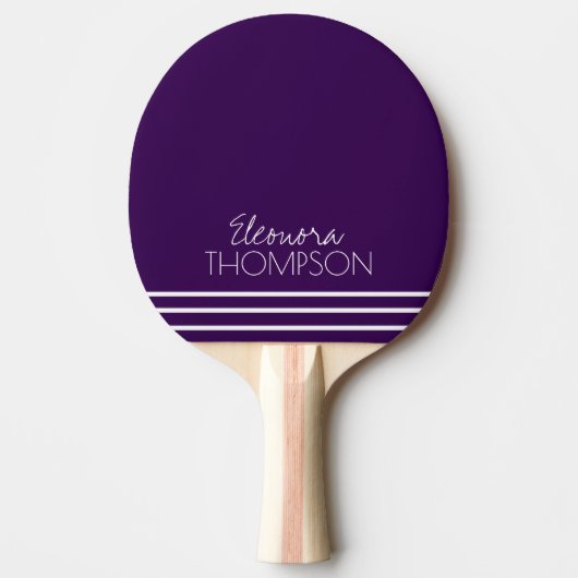 Raquette De Ping Pong Monogramme Rayé Simple Élégant Violet (Devant)