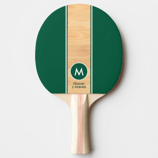 Raquette De Ping Pong Monogramme rayure bois couleur verte (Devant)