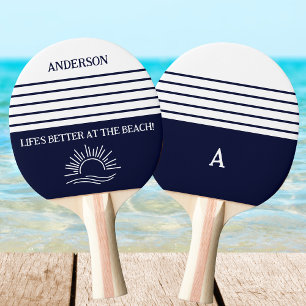 Raquette De Ping Pong Monogramme Rayures Marines Famille Naution