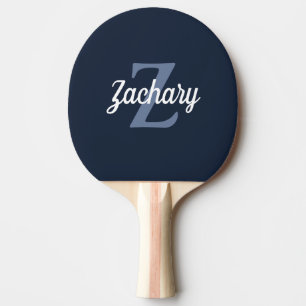 Raquette De Ping Pong Monogramme rétro bleu marine personnalisé