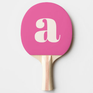 Raquette De Ping Pong Monogramme rétro rose rose simple