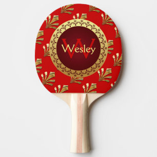 Raquette De Ping Pong Monogramme romain rouge