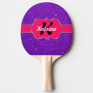 Raquette De Ping Pong Monogramme rose au néon sur les parties