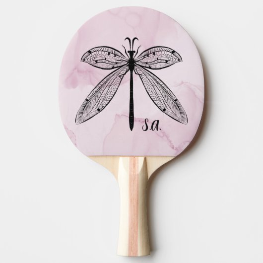 Raquette De Ping Pong Monogramme rose de l'insecte dragonne (Devant)