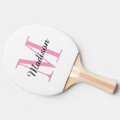 Raquette De Ping Pong Monogramme rose et nom personnalisé (Côté)
