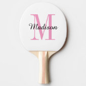 Raquette De Ping Pong Monogramme rose et nom personnalisé (Devant)