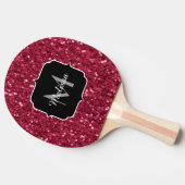 Raquette De Ping Pong Monogramme rose foncé magenta faux scintillants (Côté)