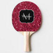 Raquette De Ping Pong Monogramme rose foncé magenta faux scintillants (Devant)