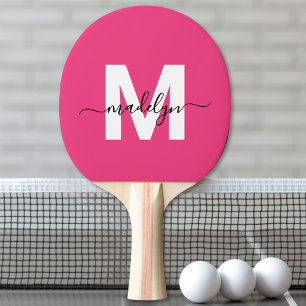 Raquette De Ping Pong Monogramme Rose Nom