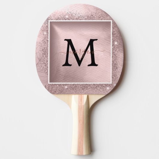 Raquette De Ping Pong Monogramme rose Parties scintillant or (Devant)