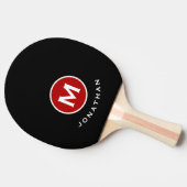 Raquette De Ping Pong Monogramme rouge noir moderne (Côté)