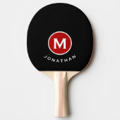Raquette De Ping Pong Monogramme rouge noir moderne (Devant)